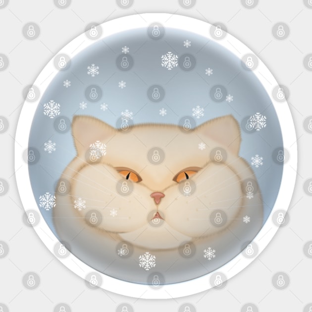 Winter cat. Cat in a glass ball with snowflakes Sticker by KateQR